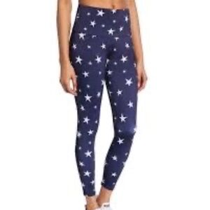 Onzie 4th of July Star-Print High Rise Midi Leggings Blue White S/M